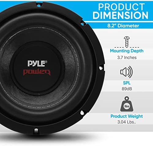 Pyle 8" Car Subwoofer Speaker - 800 Watt Dual 4 Ohm Voice Coil, Treated Foam Surround, Non-Pressed Paper Cone, 60oz Magnet - Powerful Vehicle Audio Bass Woofer for Car Stereo Systems - PLPW8D (Black)