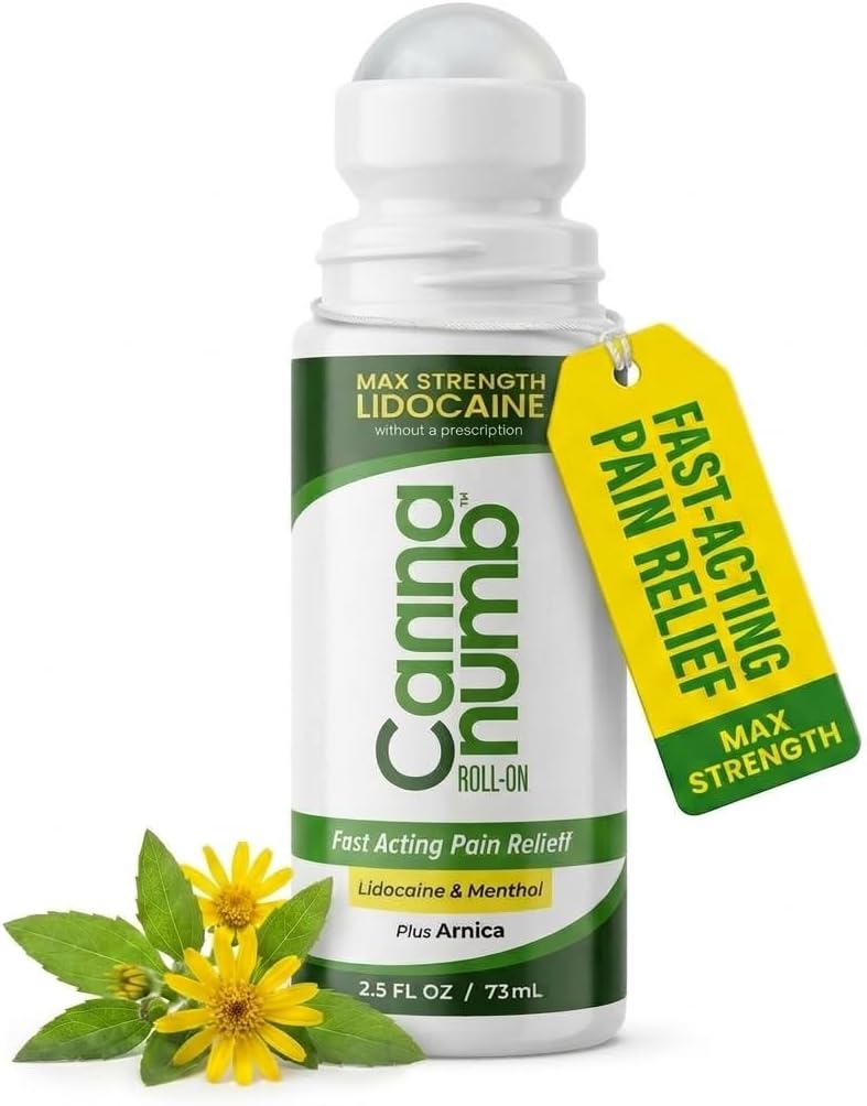 Pain Relief Roll On Topical Analgesic for Adults with Lidocaine – Fast Acting Relief for Knee Pain, Neck