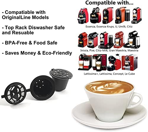 Nespresso Capsules Refillable - Reusable Coffee Pods For Nespresso Cups - OriginalLine Compatible - Pack of 6