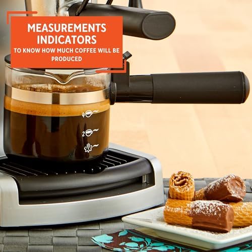 IMUSA 4 Cup Glass Replacement Carafe with Black Handle for Coffeemaker | Bare Glass Finish, Cool-Touch Black Handle with Lid, Ideal for Espresso