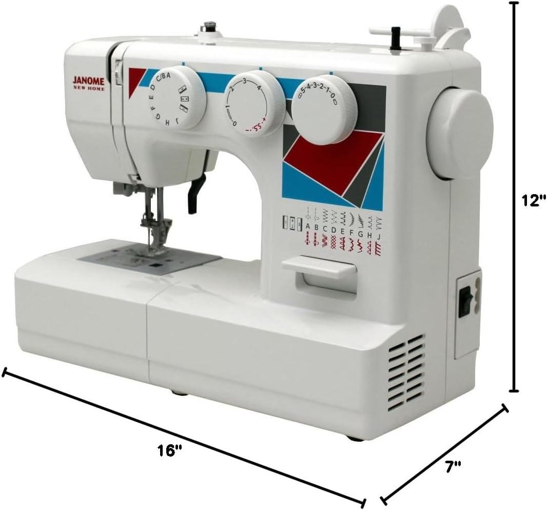 Janome MOD-19 Easy-to-Use Sewing Machine with 19 Stitches, Automatic Needle Threader and 5-Piece Feed Dogs,white