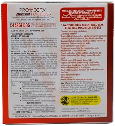 Provecta® Advanced for Extra Large Dogs (Over 55 lbs) Flea and Tick Topical Treatment, 4-Month Supply