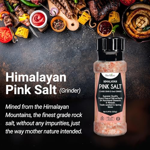 HERBION Naturals Himalayan Pink Salt Jar Fine Grain, GMO Free, Supreme Quality Chemical Free, Vegan, Kosher Certified, Fine Grain All Natural Salt