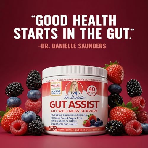 Gut Assist Leaky Gut Support Powder | 40-Servings with L-Glutamine, Arabinogalactan, Licorice Extract