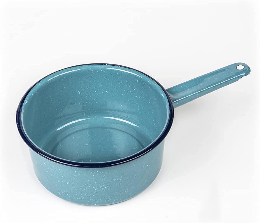 Cinsa 1 Qt Granite Ware Saucepan - Enamel on Steel, Turquoise Blue | Antibacterial Non-Porous Porcelain Finish for Indoor & Outdoor Cooking - Even Heat Distribution for Consistent Results