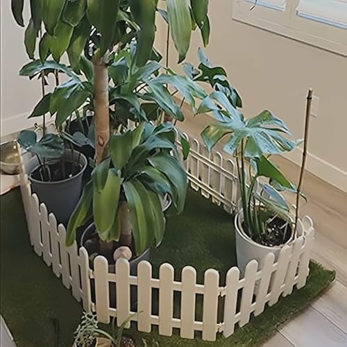 4 pcs 11.8x19.7inch White Plastic Picket Fence Christmas Xmas Tree Wedding Party Decoration Indoor Garden Border and Dog Cat Christmas Tree