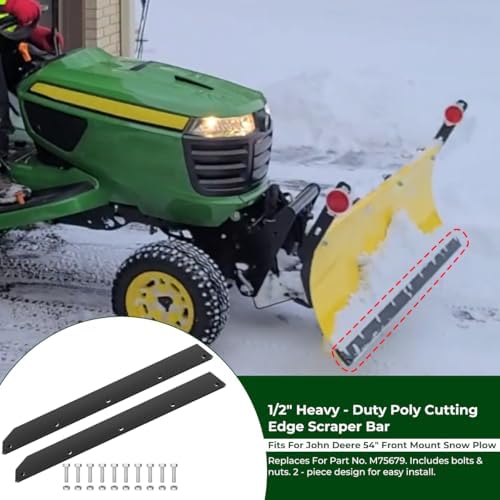 1/2" Poly Cutting Edge Scraper Bar For John Deere 54" Blade M75679 | Fits For John Deere 54" Front Mount Snow Blade Replaces M75679 Two-Part