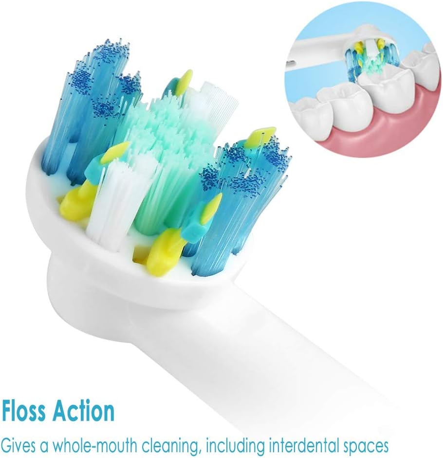 Replacement Brush Heads Compatible with Oral-B-Braun– Floss Action - Pack of 4 Generic Electric Toothbrush Replacement Heads