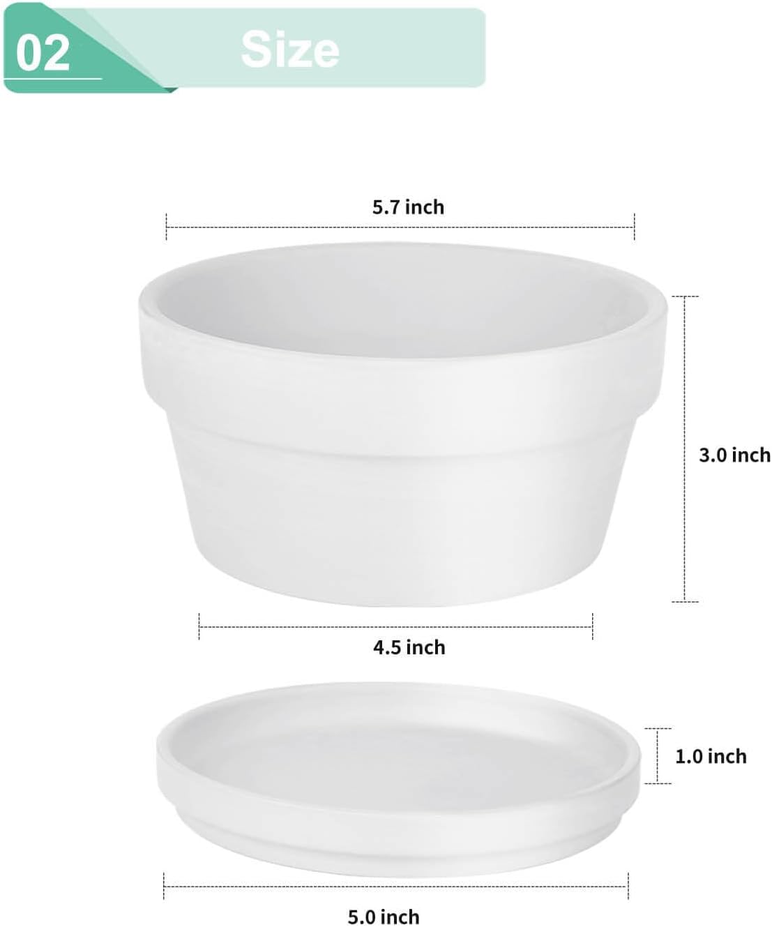 vensovo 3.7 Inch Terracotta Shallow Succulent Pots with Saucers, 6 Pack