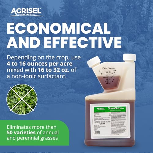 Agrisel GrassOut Max Weed Killer, Pet Safe, 32 Ounces | Targets 50+ Grassy Weeds Without Harming Desired Plants, Large Area Treatment, Easy Application
