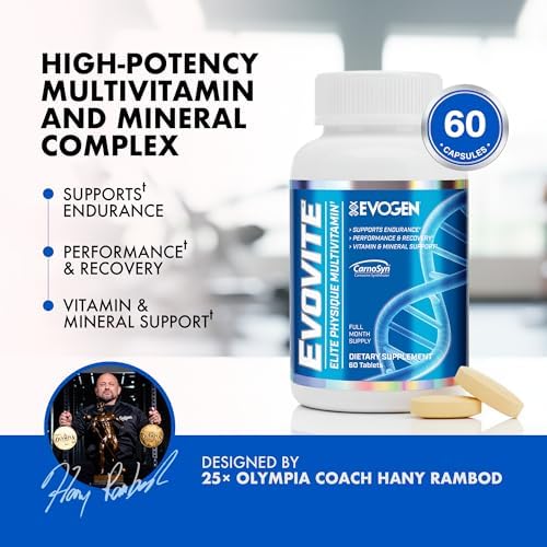Evogen Evovite Multivitamin Tablets | 30 Servings | Albion chelated minerals with CarnoSyn beta-alanine, Longvida curcumin, boron