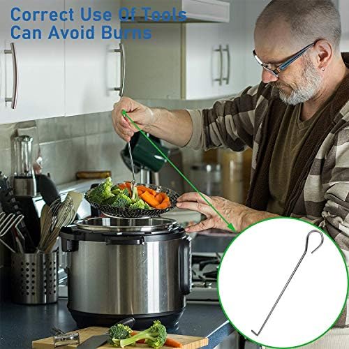 Steamer Basket Stainless Steel Vegetable Basket Metal Handle Folding Silicone Feet Steamer Insert for Cooking Veggies Fish Seafood Include Safety Tool