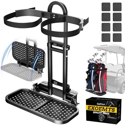 Foldable Golf Cart Rear Seat Bag Holder, Upgraded Golf Cart Rear Seat Bag Rack ONLY FITS 8-Inch Max Width Grab Bar, for 4-Seater EZGO Club Car Yamaha