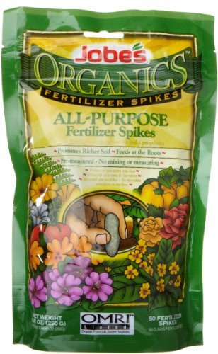 Jobes 06528 Organics All Purpose Fertilizer Spikes 4-4-4 50 Count