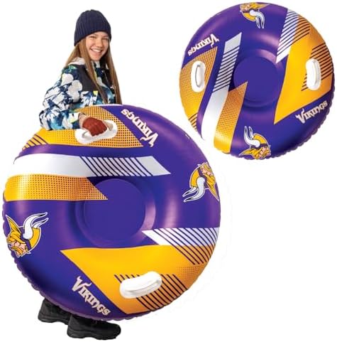 Big Mouth Inc NFL Snow Tube, Heavy Duty Inflatable Snow Sled for Winter Tubing, Ride-On Snow Tube with Handles for Kids and Adults, Outdoor Winter Fun and Football Fan Gifts