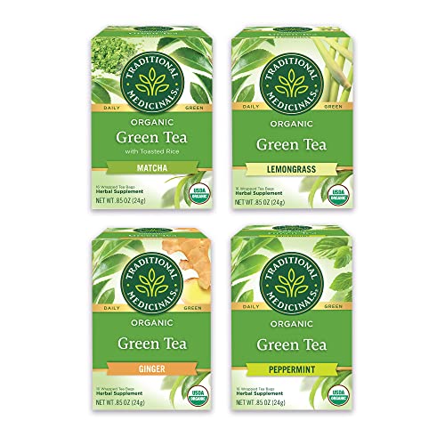 Traditional Medicinals Organic Green Tea Ginger, 16 Tea Bags | Promotes Healthy Digestion, Occasional Nausea & Indigestion Relief, Kosher, Non-GMO