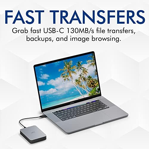 LaCie Mobile Drive, 5TB, External Hard Drive Portable - Moon Silver, USB-C 3.2, for PC and Mac, Post-Consumer Recycled