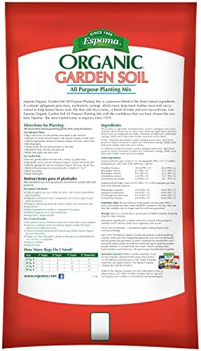 Espoma Organic All-Purpose Garden Soil Natural and Organic in Ground Planting Mix. Use when Planting & Transplanting. For Organic gardening. 1 Cubic