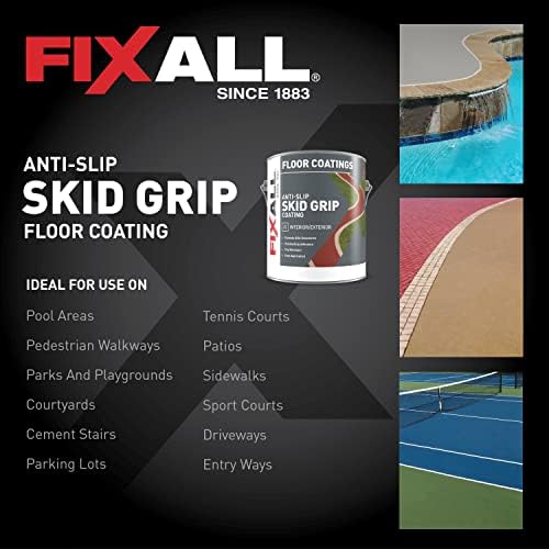 FIXALL Skid Grip Anti-Slip Coating, 1 Gallon, Crimson, Exceeds ADA Standards, Ideal for Safety Areas, Slip-Resistant Pavement, Cement & Concrete Paint