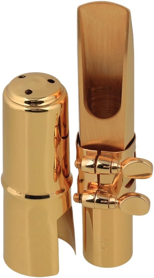 Yibuy B-flat Tenor Sax Saxophone Metal Mouthpiece Size #6 Gold Plated