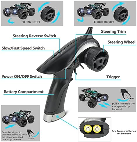 HAIBOXING RC Cars Hailstorm, 36+KM/H High Speed 4WD 1:18 Scale Waterproof Truggy Remote Control Off Road Monster Truck with Two Rechargeable Batteries