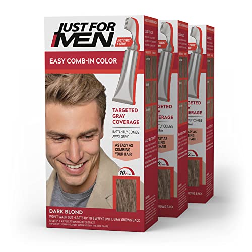 JUST FOR MEN Easy Comb-In Color, No-Mix, Light Brown A-25 (1 Pack) | Easy Comb-In Color light brown patented no-mix formula instantly combs away gray. Targeted gray coverage. Easy application.