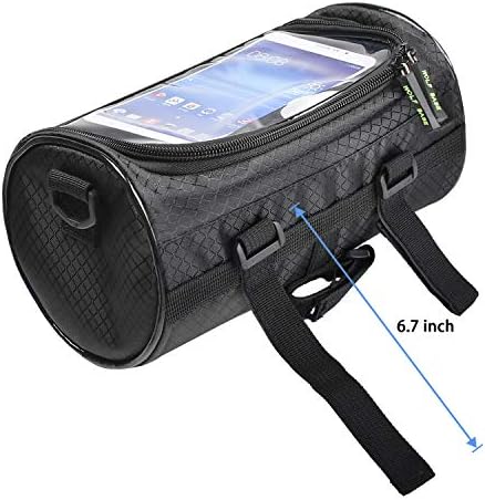 Bike Handlebar Bag, 6 inch Transparent Pouch | Waterproof Phone Cycling Mount Front Bags, Bicycle Storage Bag with Removable Shoulder Stra