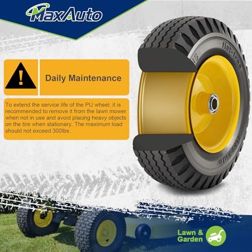 MaxAuto 4.10/3.50-6" Flat Free Tire & Wheel, 3" Centered Hub, 3/4" Bearings