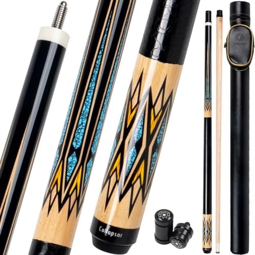 Collapsar CA Pool Stick with 1X1 Hard Case 58" Billiard Cue Stick | Canadian Maple Shaft with 13mm Cue Tip,19-21 oz Professional Pool Cue Set