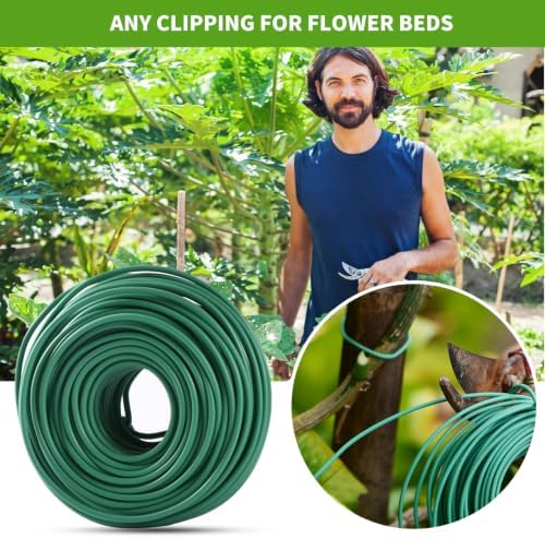 YDSL Soft Plant Tie, Garden Wire Tie for Plants Heavy Duty Reusable Plant Twist Ties for Gardening Home Office (Green, 32.8 feet)