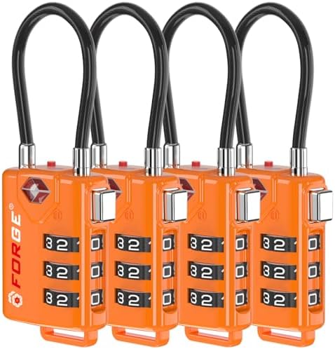 TSA Approved Cable Luggage Locks, Re-settable Combination with Alloy Body