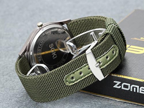 Lancardo Analog Quartz Watch with Woven Nylon Band Calendar Luminous Hand Military Time 24H (Army Green) for Christmas