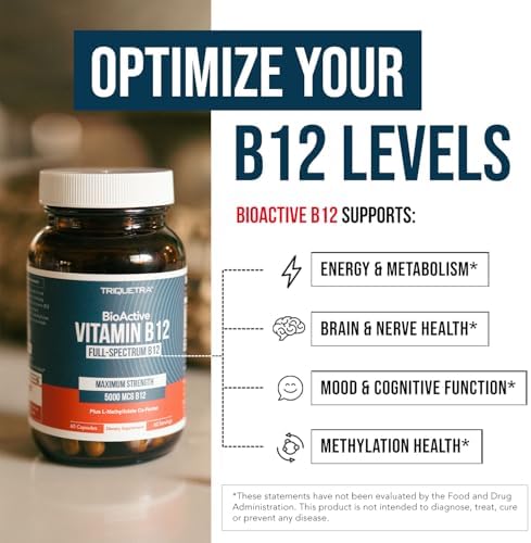 BioActive Vitamin B12 5000 mcg | 3 BioActive Forms Plus Methylfolate Cofactor - Methylcobalamin, Adenosyl & Hydroxy | Sublingual Liquid Drops