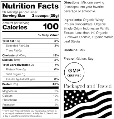 NorCal Organic Grass-Fed Whey Protein, USDA Certified, Unflavored, 2 lb