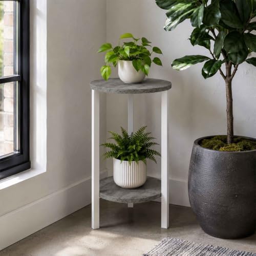 Convenience Concepts Graystone 24 inch 2 Tier Plant Stand - Industrial Stand for Plants, Vases, and Antiques, Urban Modern Design for the Living Room