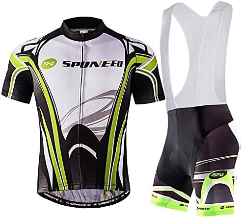 sponeed Men's Cycling Jersey and Bib Short Suit Bicycle Wear Padded Bike Tights