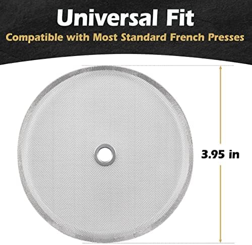 French Press Replacement Filter (2pack) - Includes Metal Center Ring - Universal 8Cup Stainless Steel Reusable Filter