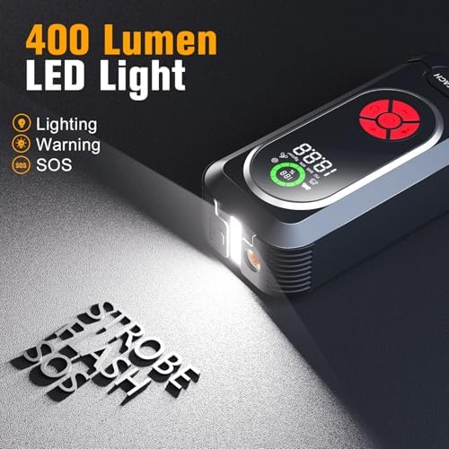 Scatach 4000A Car Battery Jump Starter, 12V Jump Starter Battery Pack (up to 10.0L Gasoline and 8.0L Diesel Engine), Portable Jump Box with Jumper Cable, LED Display, LED Light