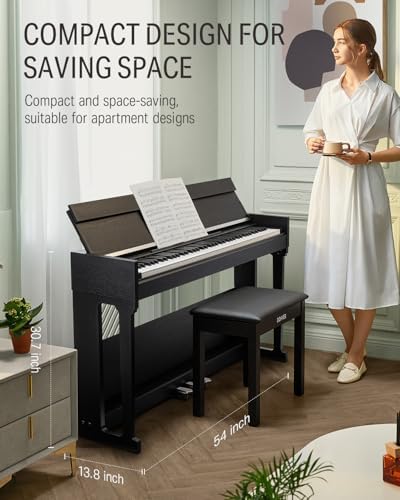 Donner DDP-90 Pro Digital Piano 88 Key Weighted Keyboard, Electric Piano Keyboard Full Size with Folding Cover, Three Pedals, Wireless MIDI Audio