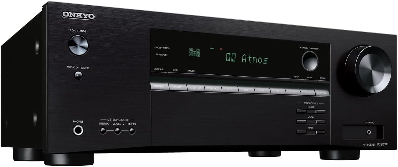 Onkyo TX-SR494 4K Ultra HD Dolby Atmos AV Receiver - 2019 Model