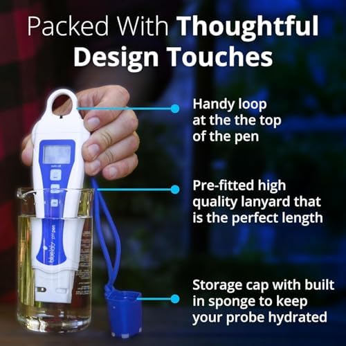 Bluelab pH Pen - ± 0.1 pH Accurate - Durable Double Junction Probe | Waterproof and Floats - Auto Temperature Compensation - Made in NZ