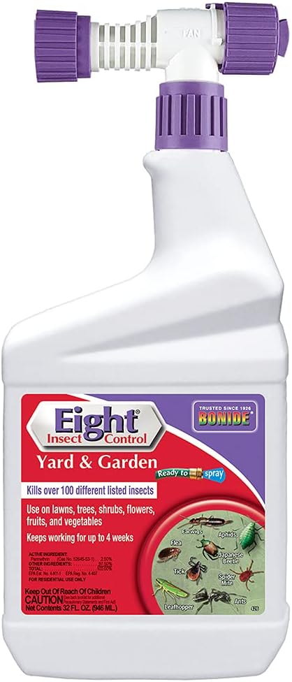 Bonide Eight Insect Control Yard & Garden, 32 oz Ready-to-Spray | Long Lasting Insecticide, For Mosquitos, Beetles, Fleas, Ticks
