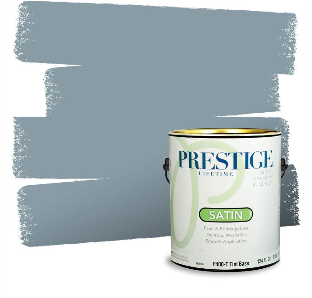 PRESTIGE Paints Exterior Paint and Primer In One, 1-Gallon, Semi-Gloss, Comparable Match of Behr* Intercoastal Gray*