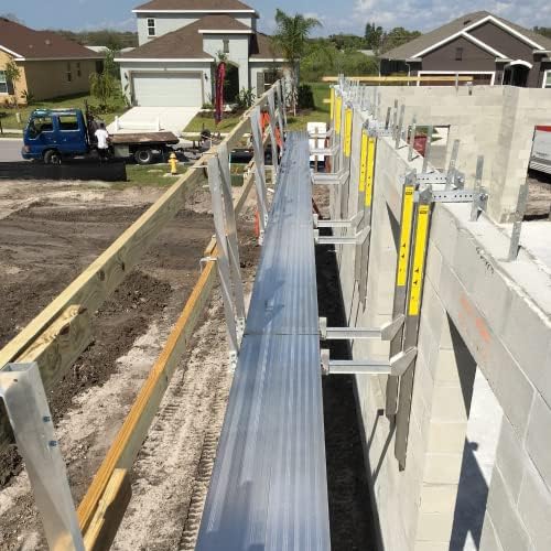 6 Foot Top Plate Hanging Scaffold with Guard Rail Posts (Pack of 2) Light Weight Aluminum Scaffolding Wall Walker Brand - OSHA Compliant