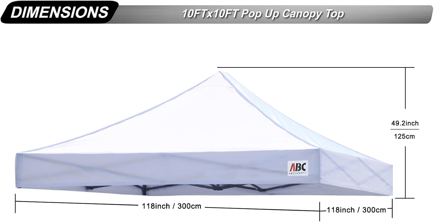 ABCCANOPY Replacement Canopy Top for Pop Up Canopy Tent 10x10 White