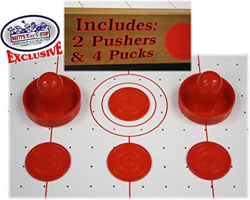 Matty's Toy Stop Deluxe 20" Wooden Table Top Air Hockey (Extra Pucks) & Foosball (Soccer) (Extra Balls) Games Gift Set Bundle - 2 Pack
