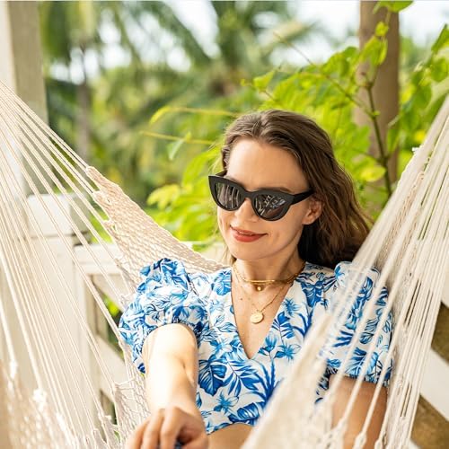 Lazy Daze Hammock Chair, Hanging Swing Chair, Caribbean Rope Chair | 40"Hardwood Spreader Bar and Soft-Spun Cotton Rope, Hammock Weaving Chair for Indoor, Outdoor, Backyard, Max 300 LBS, Natural