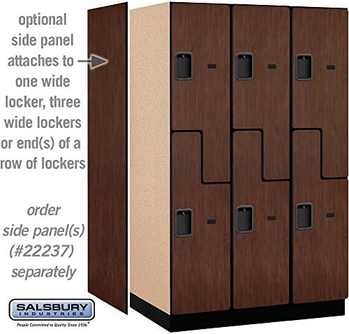 Salsbury Industries 2-Tier S-Style Extra Wide Designer Wood Locker with Three Wide Storage Units, 6-Feet High by 24-Inch Deep, Mahogany