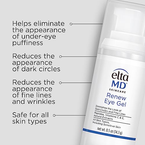 EltaMD Renew Eye Gel Serum for Dark Circles and Puffiness, 0.5 oz | Reduces Fine Lines And Wrinkles, Creamy Under Eye Serum