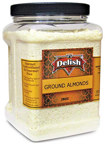 Gourmet Ground Almond Powder (Pure Kosher Meal) by Its Delish – 28 Oz Jumbo Reusable Container – Great Tasting Flour Substitute – All Natural